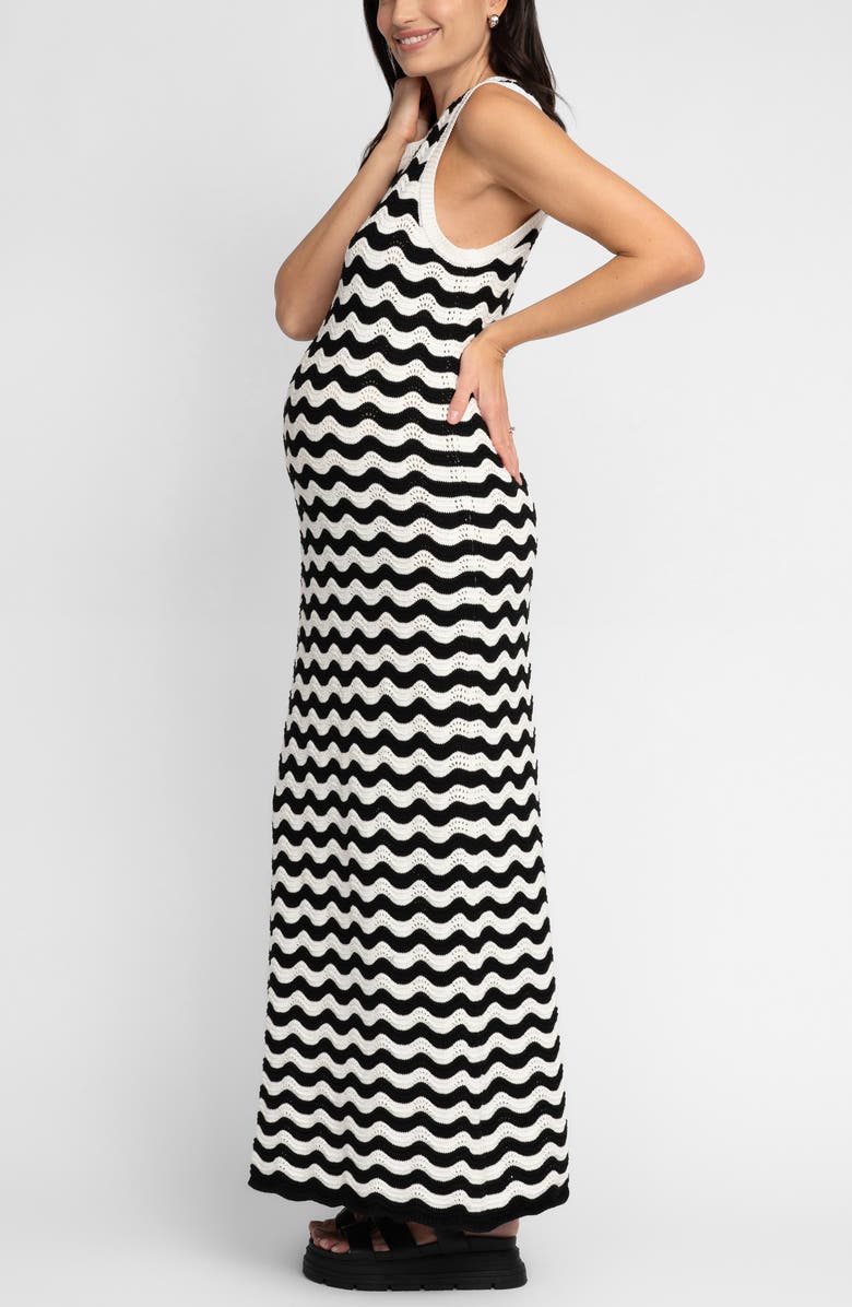 Seraphine Squiggle Stripe Cotton Blend Knit Maternity Dress, Alternate, color, 