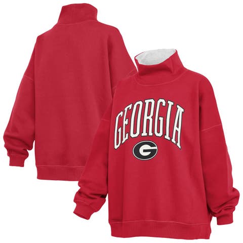 Women's Pressbox  Red Georgia Bulldogs Oversized Mock Neck Sweatshirt