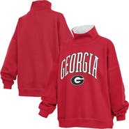 PRESSBOX Women's Pressbox  Red Georgia Bulldogs Oversized Mock Neck Sweatshirt