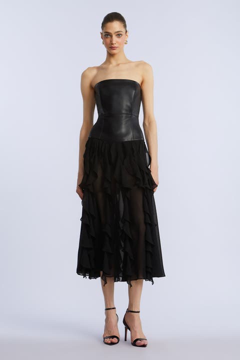 Leather Chiffon Dress