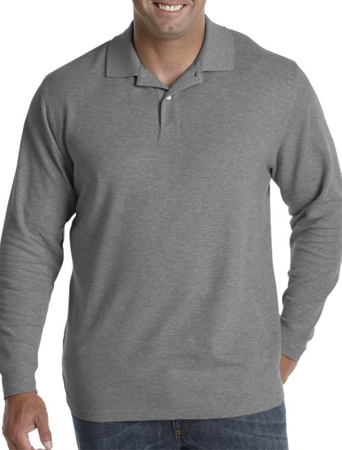 Harbor Bay By Dxl Honeycomb Piqué Polo Shirt In Gray