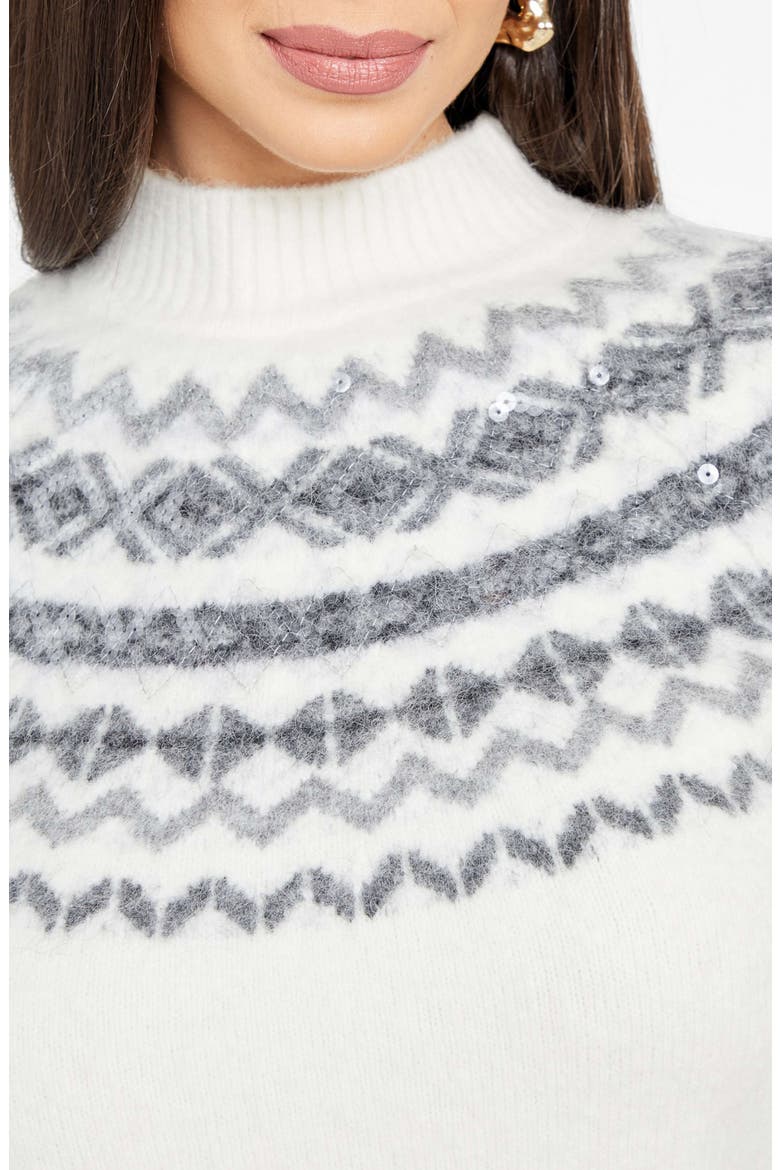 Akilah Fair Isle Mock Neck Sweater, Alternate, color, WHITE MULTI