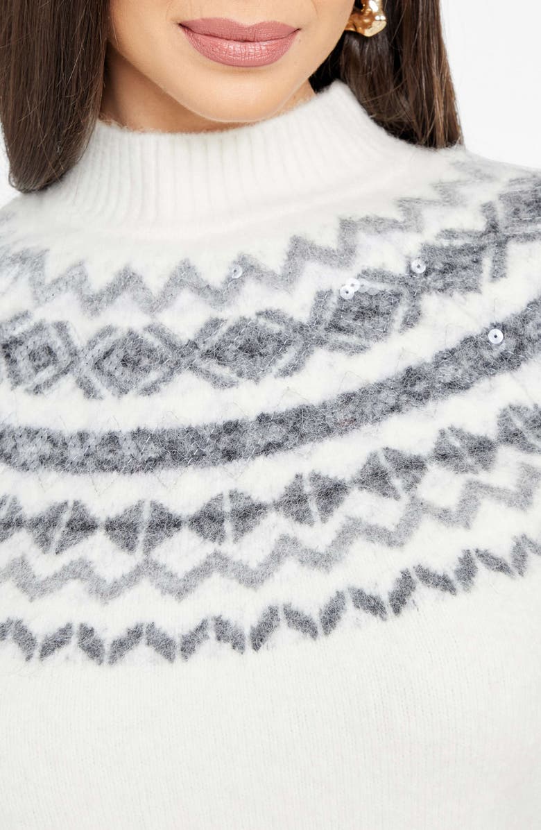 Marciano Akilah Fair Isle Mock Neck Sweater, Alternate, color, White Multi