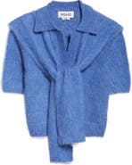 MONSE Tie Scarf Overlay Crop Alpaca & Merino Wool Blend Polo