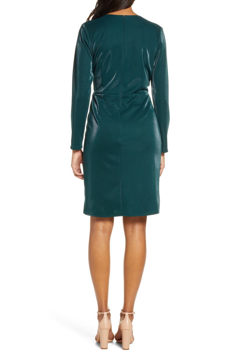 Liquid Jersey Long Sleeve Faux Wrap Dress, Alternate, color, HUNTER
