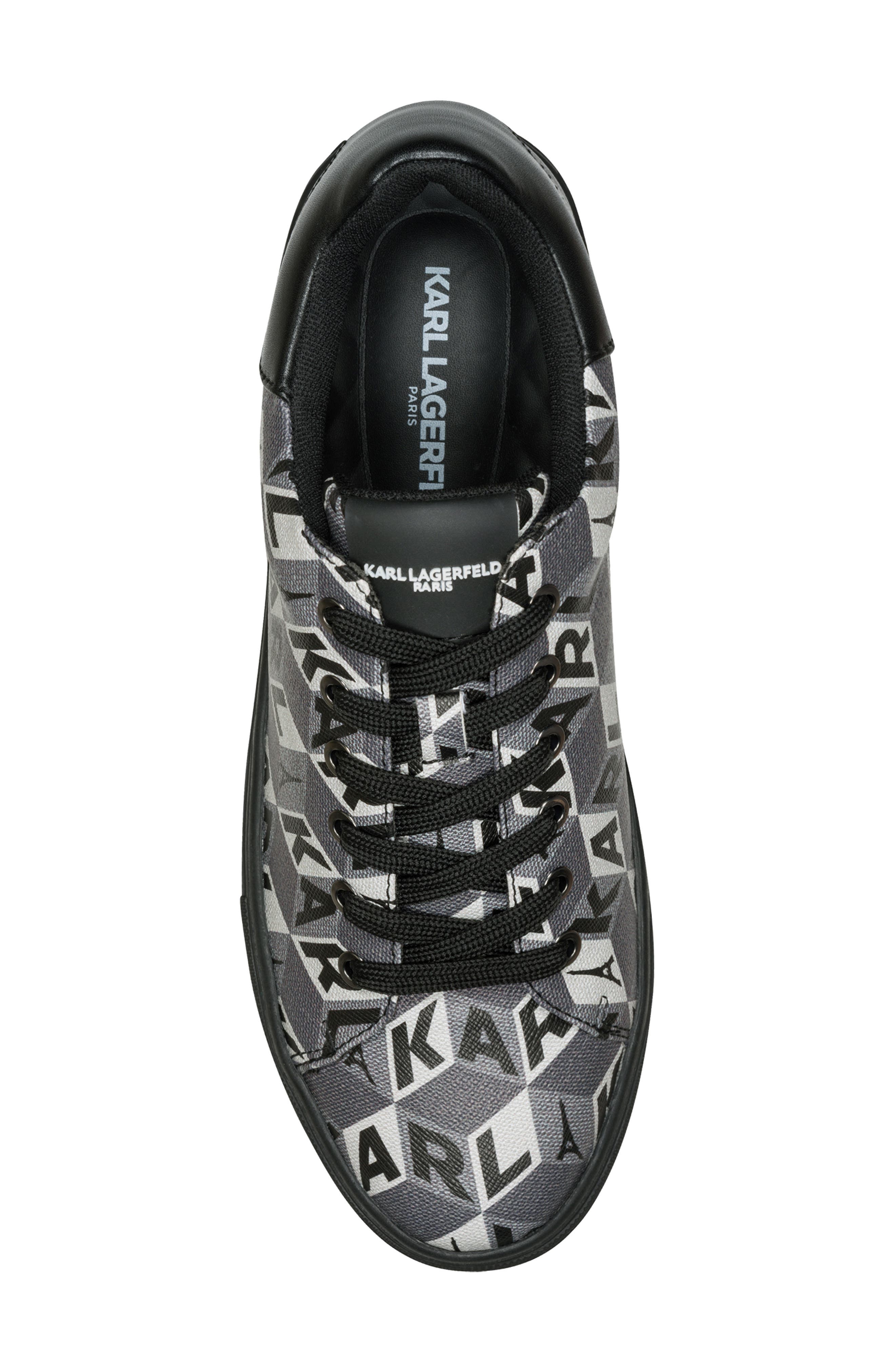 KARL LAGERFELD PARIS Allover Logo Low Profile Sneaker, Alternate, color, Grey