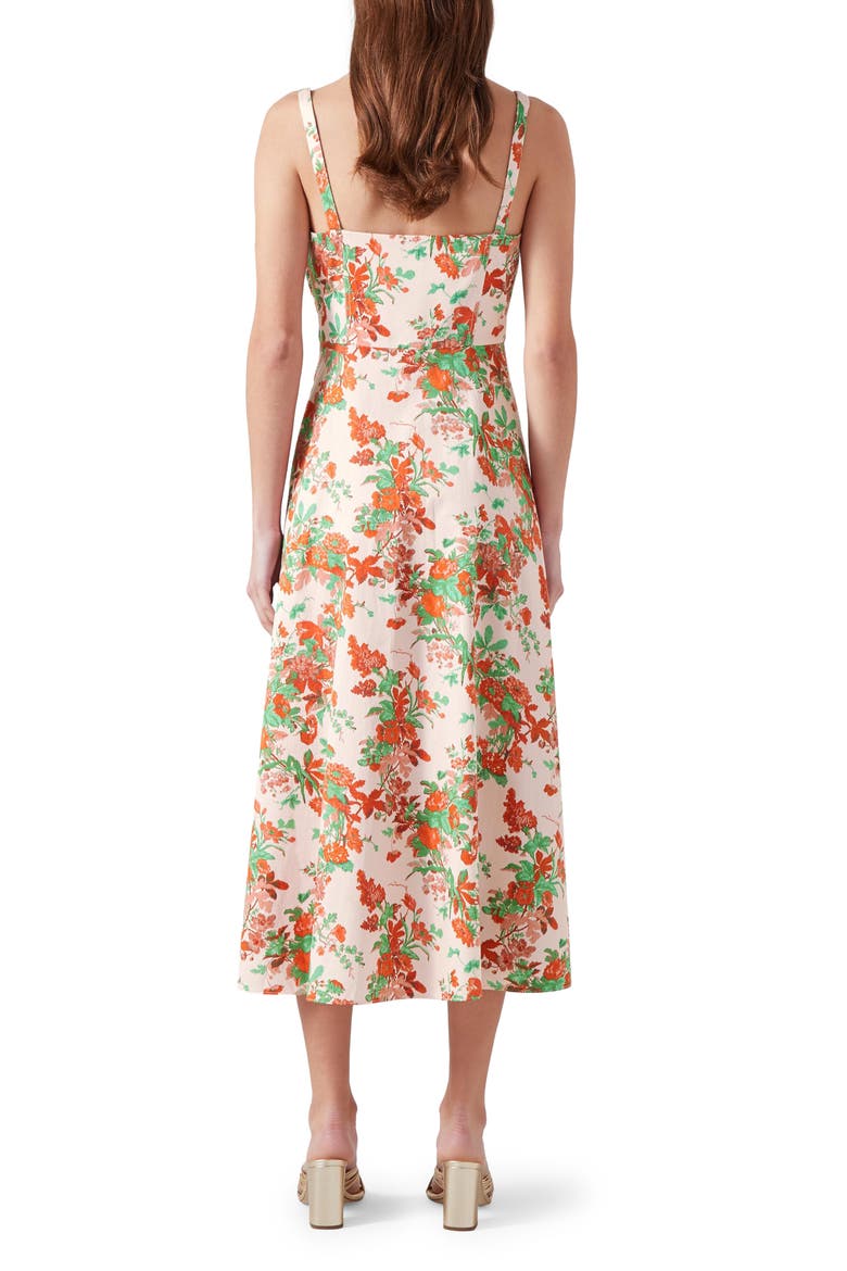 Floral Print Sleeveless Midi Dress, Alternate, color, PINK