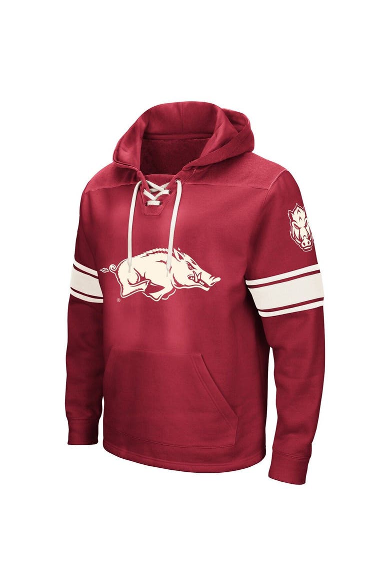 Men's Colosseum Cardinal Arkansas Razorbacks Big & Tall Hockey Lace-Up Pullover Hoodie, Alternate, color, Cardinal