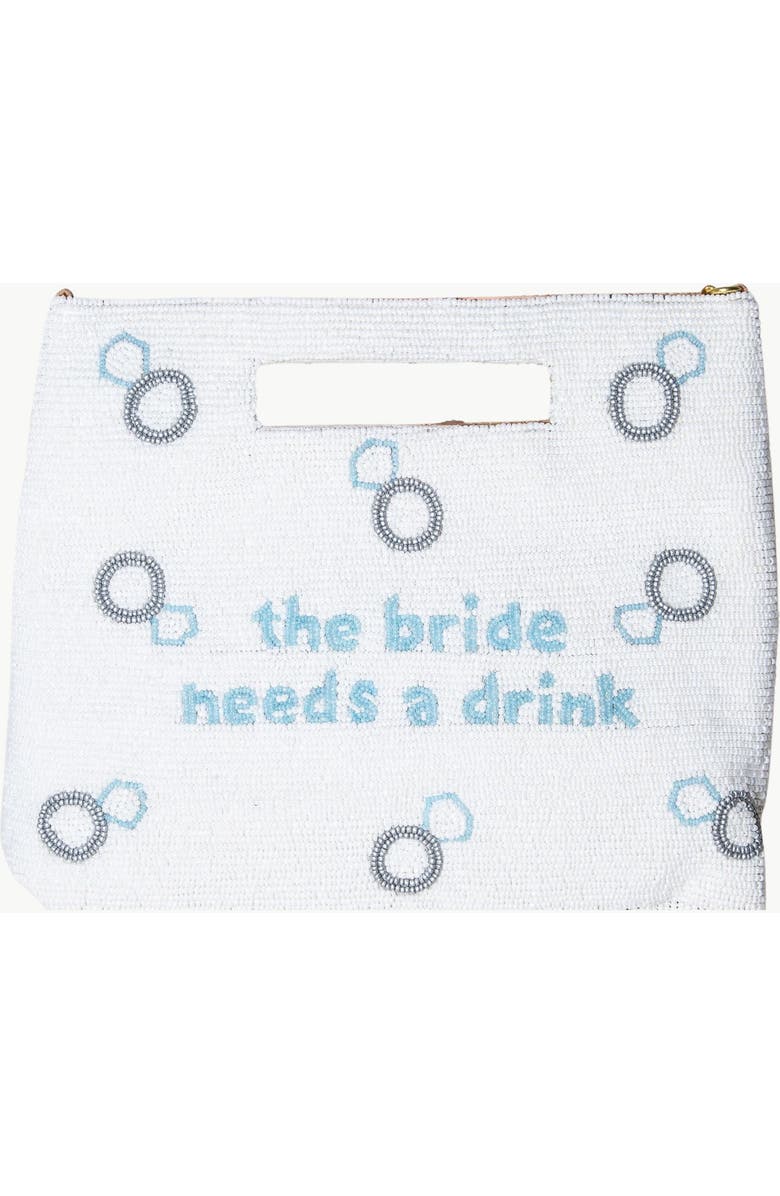 Island to East Side The Bride Needs a Drink Handle Pouch, Main, color, White