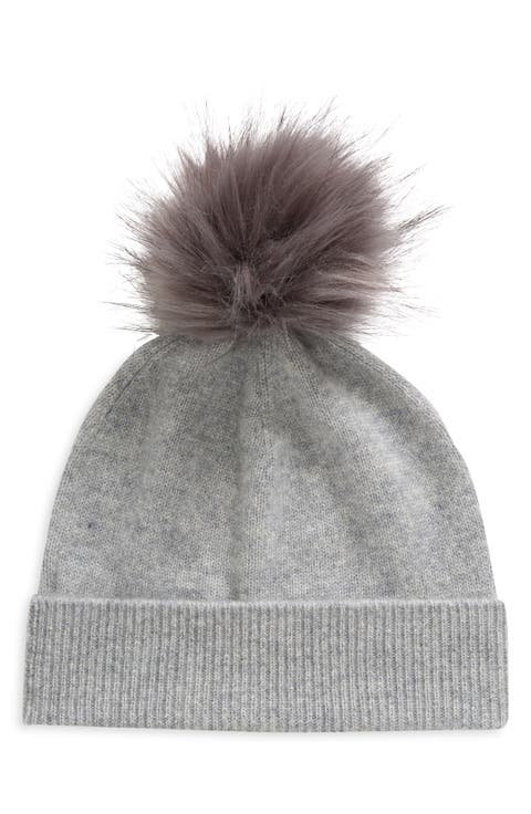 Faux Fur Cashmere Pompom Beanie