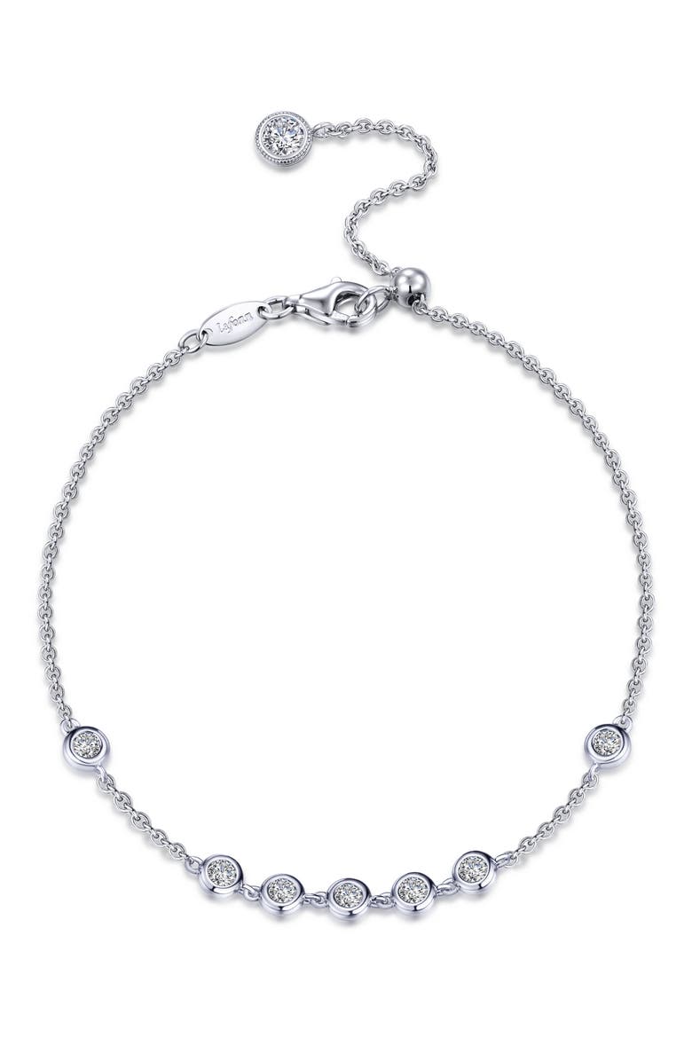 Simulated Diamond Station Bracelet, Main, color, SILVER/ WHITE