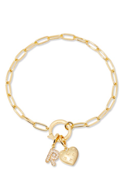Lillian Initial Heart Charm Bracelet
