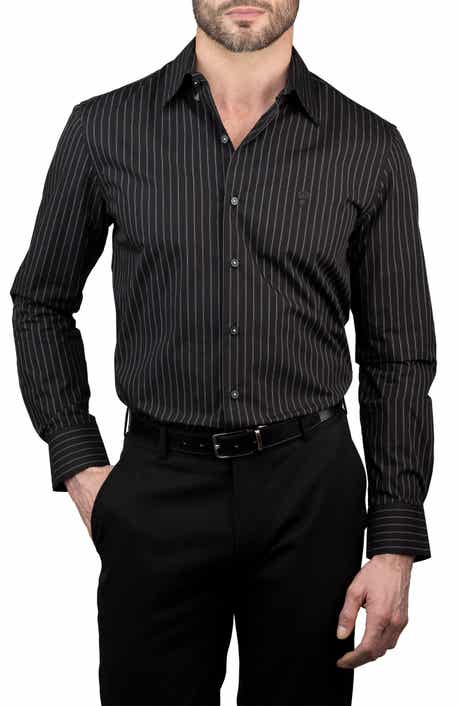 KARL LAGERFELD Trim Fit Pinstripe Cotton Dress Shirt