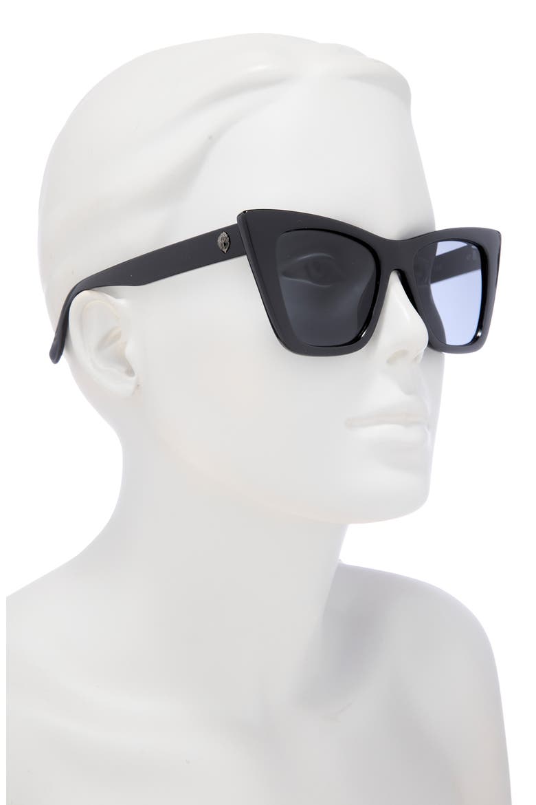 52mm Cat Eye Sunglasses, Alternate, color, SOLID BLACK
