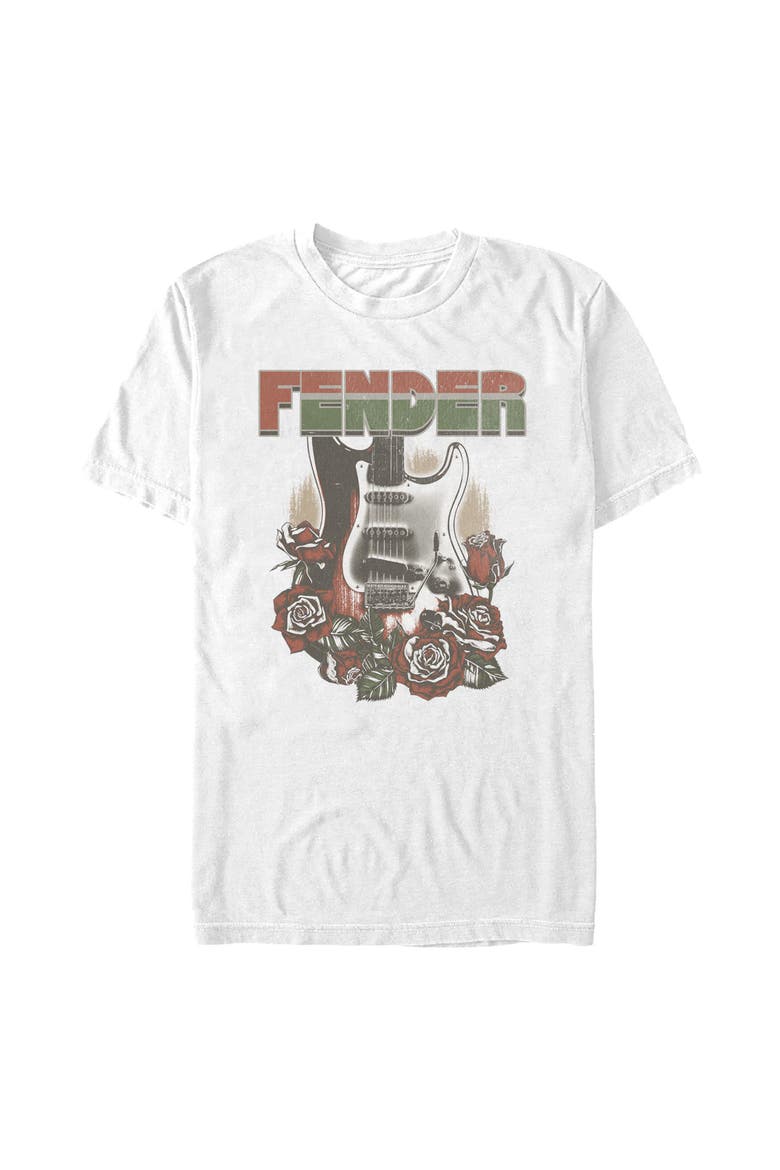 Men's Fender Roses Guitar Logo Graphic Tee, Main, color, White