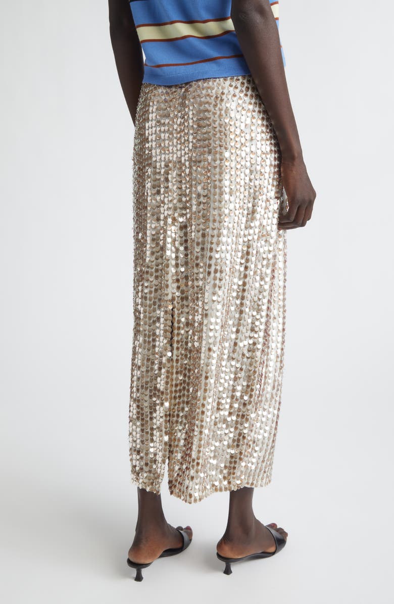 ZANKOV Marcella Sequin Embellished Silk Skirt, Alternate, color, Silver/ Ivory