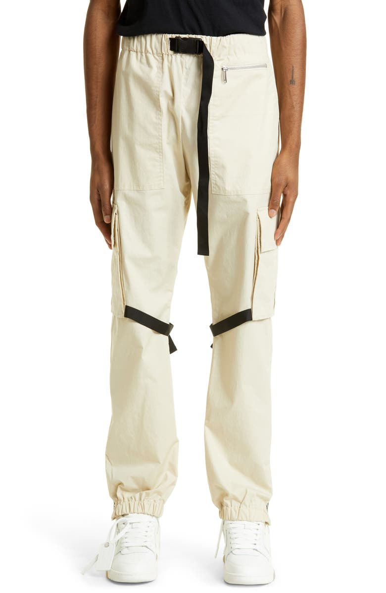 Off-White Diagonal Stripe Tab Cotton Cargo Pants, Main, color,
