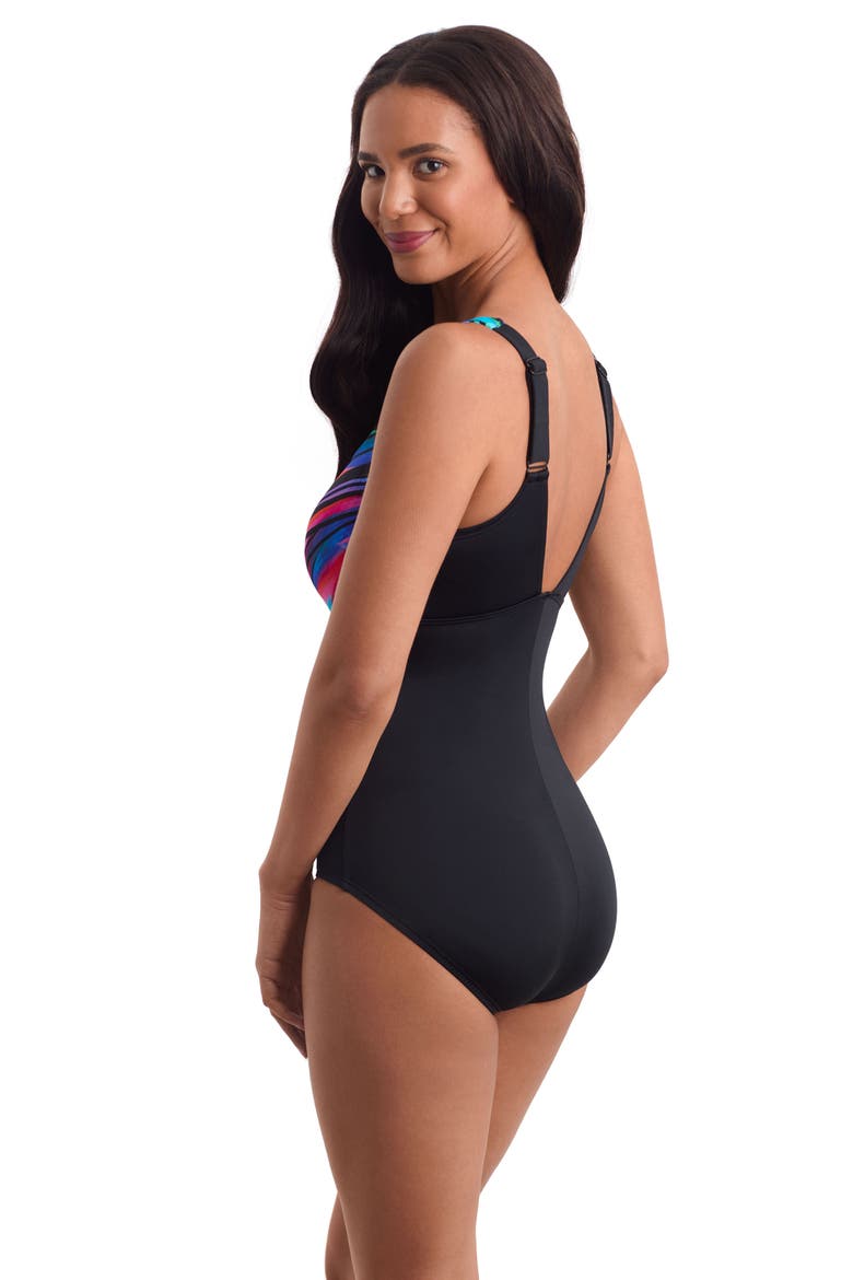 Scoopneck Tank Chlorine Resistant Adjustable One-Piece Swimsuit, Alternate, color, Multi Wave Power