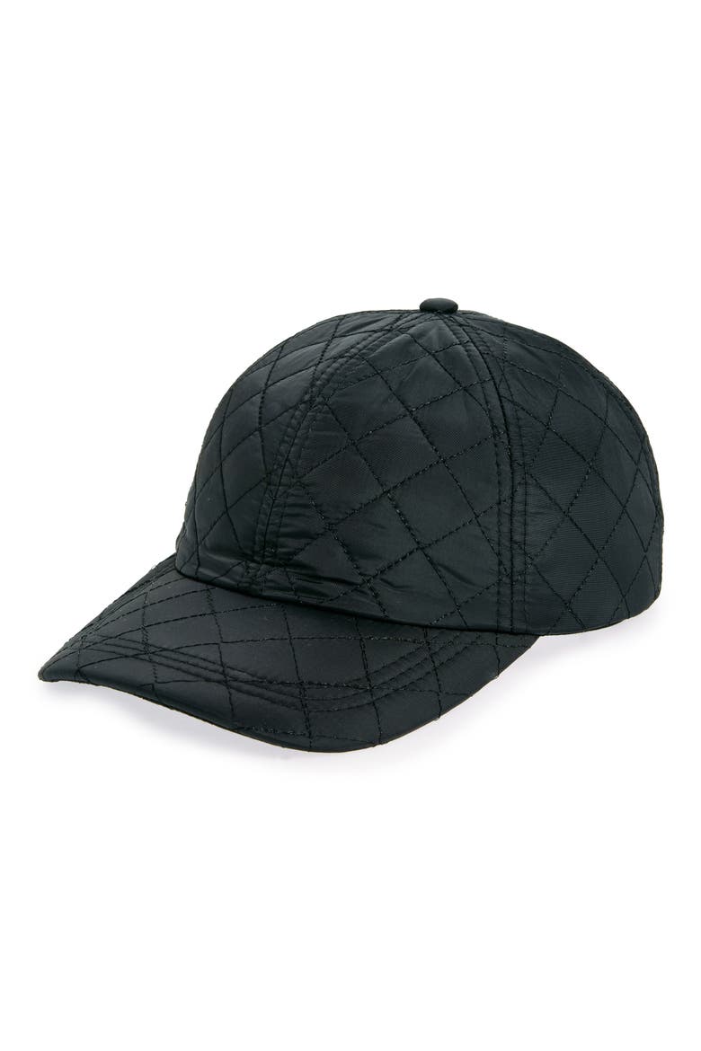 Quilted Baseball Cap, Main, color, BLACK