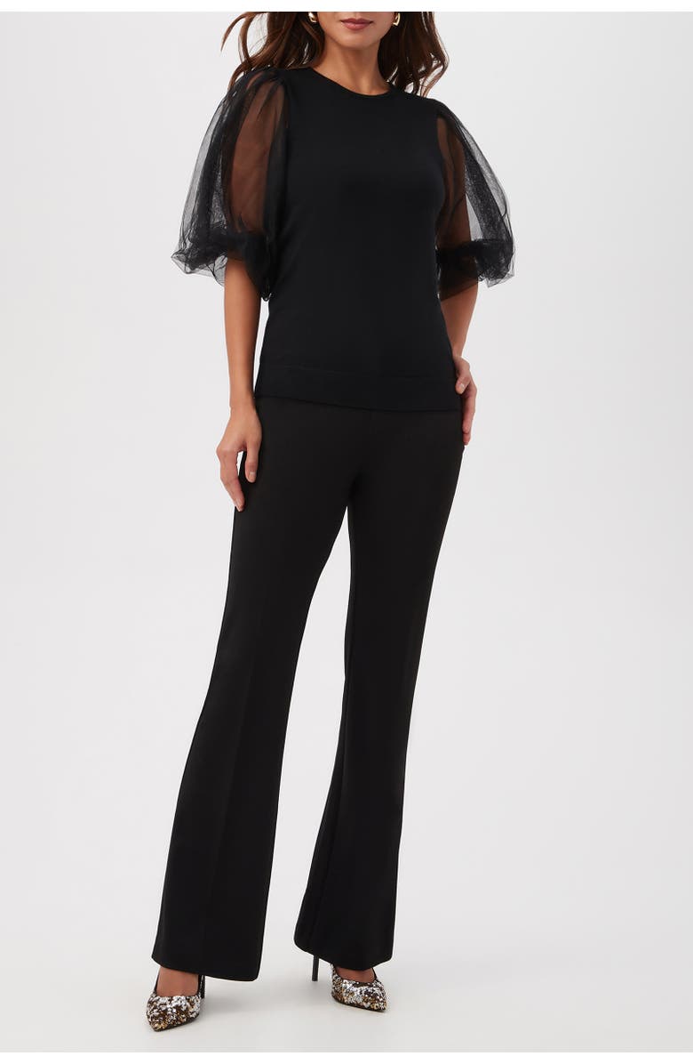 Trina Turk Rhea 3 Tulle Sleeve Pullover, Main, color, Black