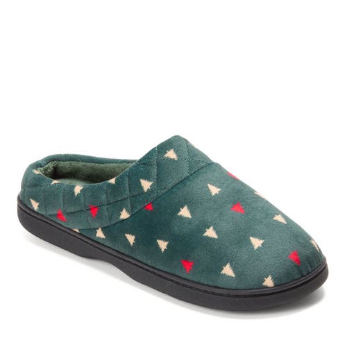 Dearfoams Darcy Quilted Cuff Velour Clog Slipper In Green