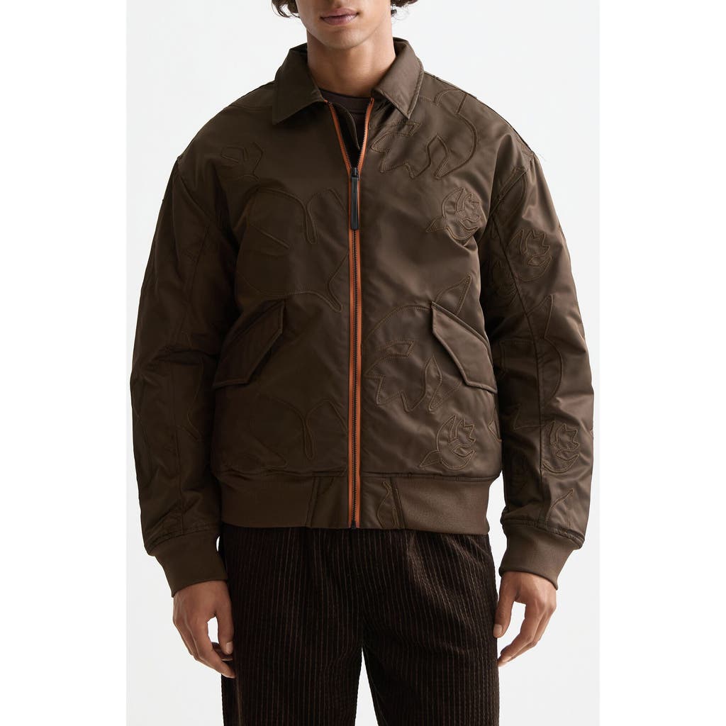 Scotch & Soda Appliqué Aviator Bomber Jacket In Brown
