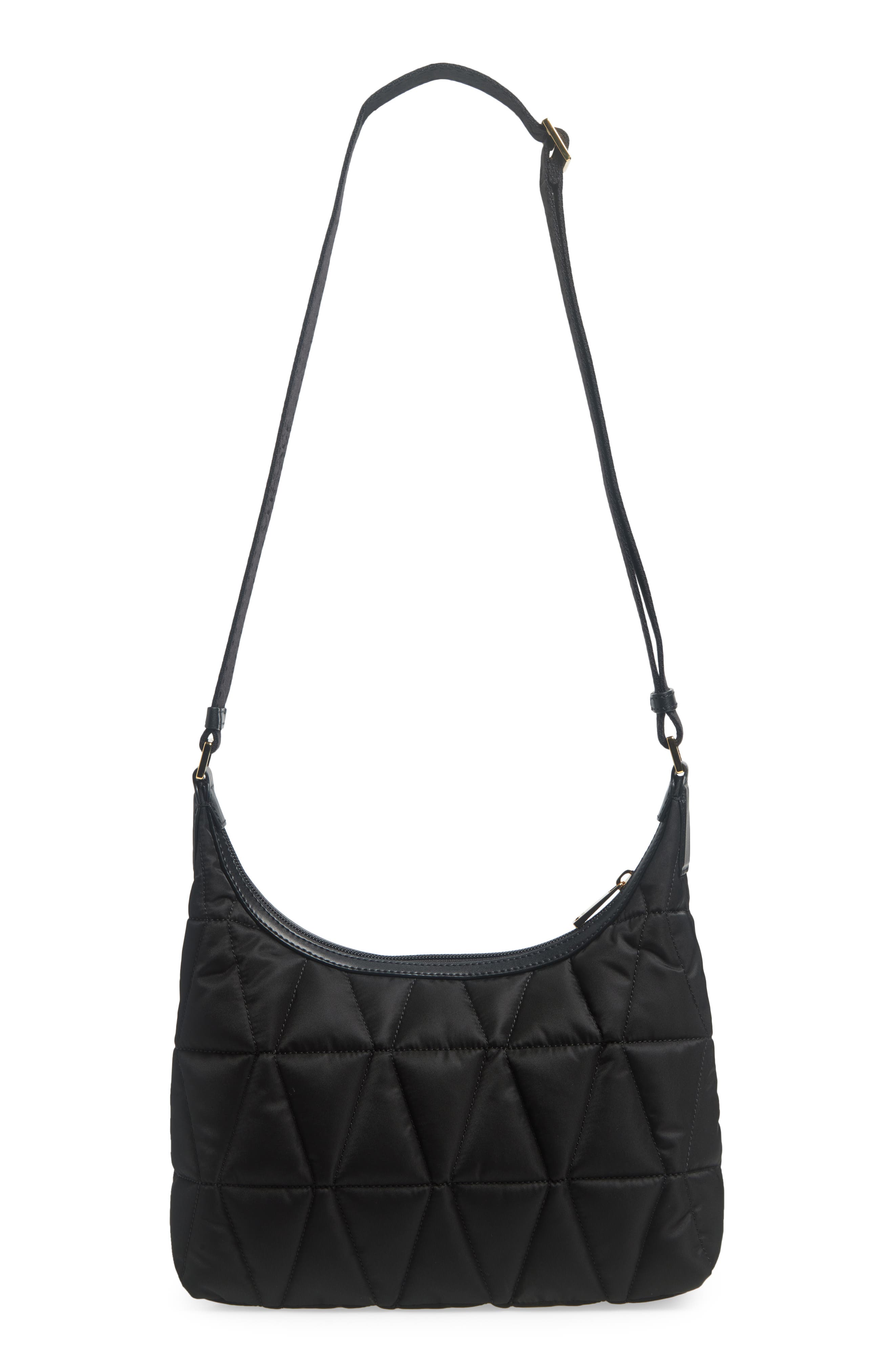Versace Quilted Nylon Hobo Bag, Alternate, color, 