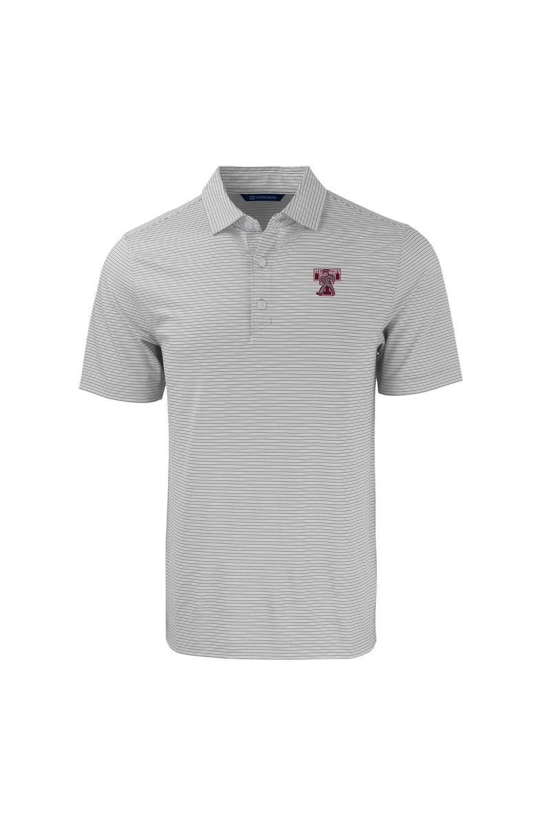 Cutter & Buck Men's Cutter & Buck Gray/White Texas A&M Aggies Forge Eco Double Stripe Stretch Recycled Tri-Blend Polo, Alternate, color,