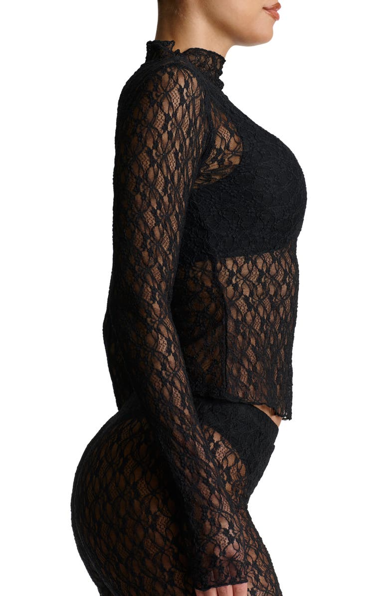 Naked Wardrobe Mock Neck Lace Top, Alternate, color, 