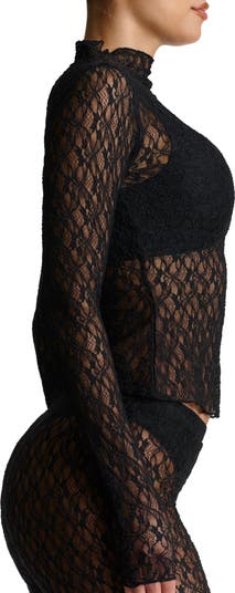 Mock Neck Lace Top
