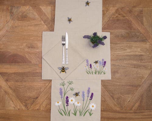 C & F Home C&f Home Lavender & Bee Garden Embroidered Machine Washable Table Runner 13" X 72" In Multi