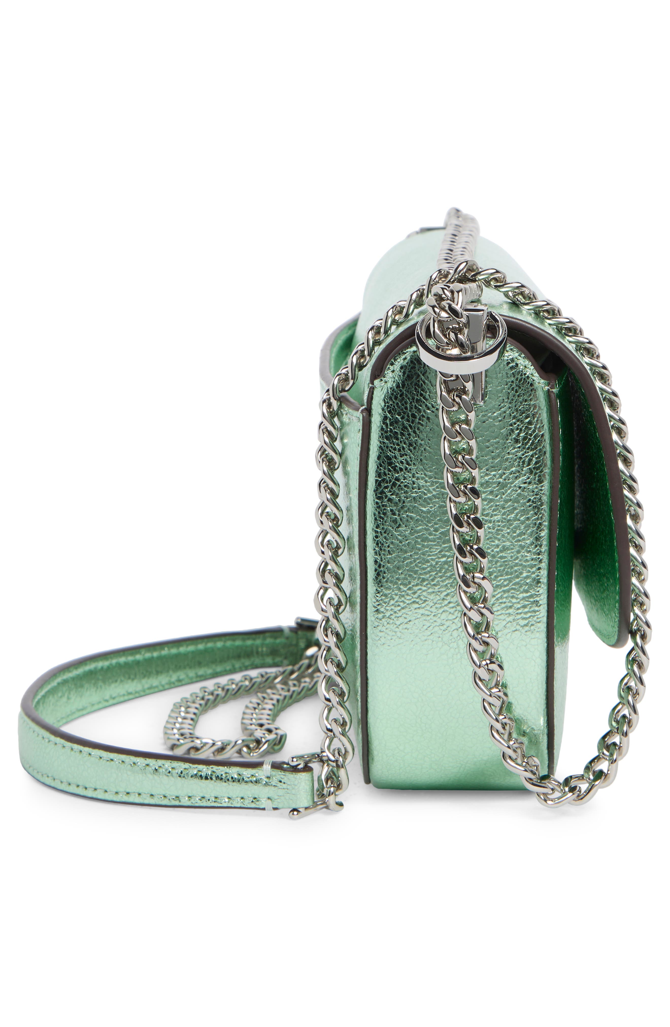 krista metallic chain flap crossbody bag, Alternate, color, SEAWATER