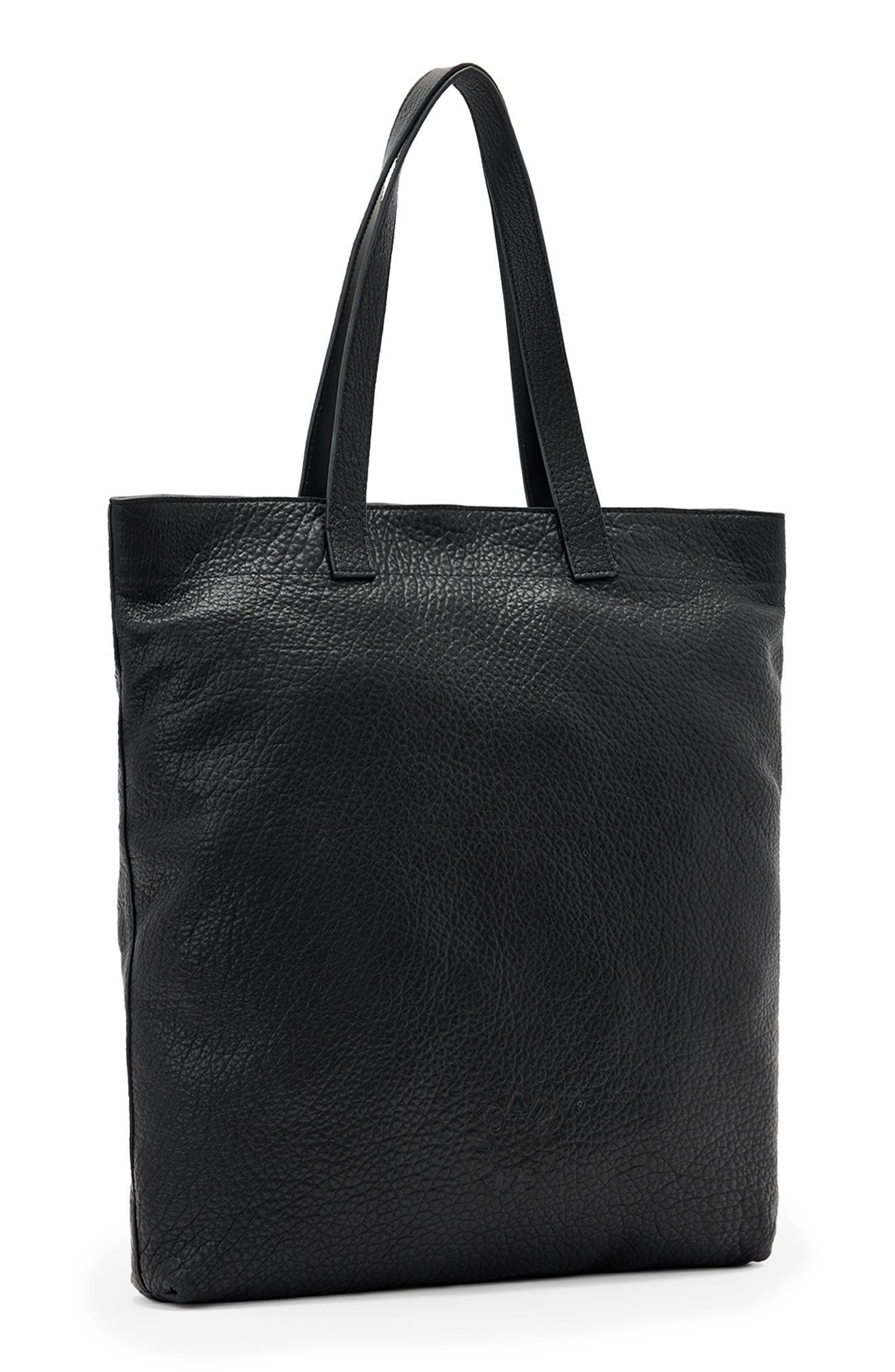 AllSaints Yuto Leather Tote, Alternate, color, Black