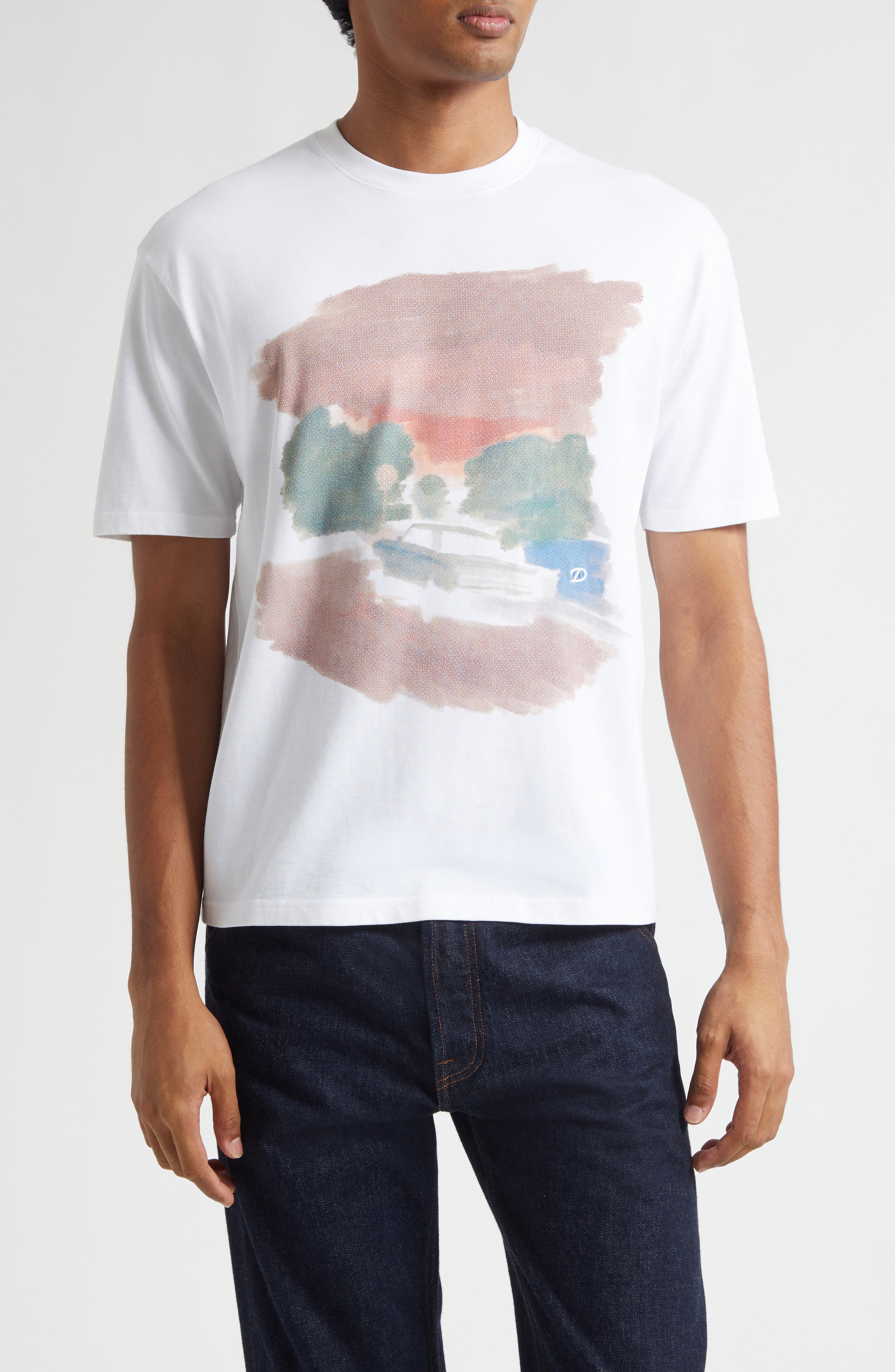 Drake's Street Graphic T-Shirt in White 