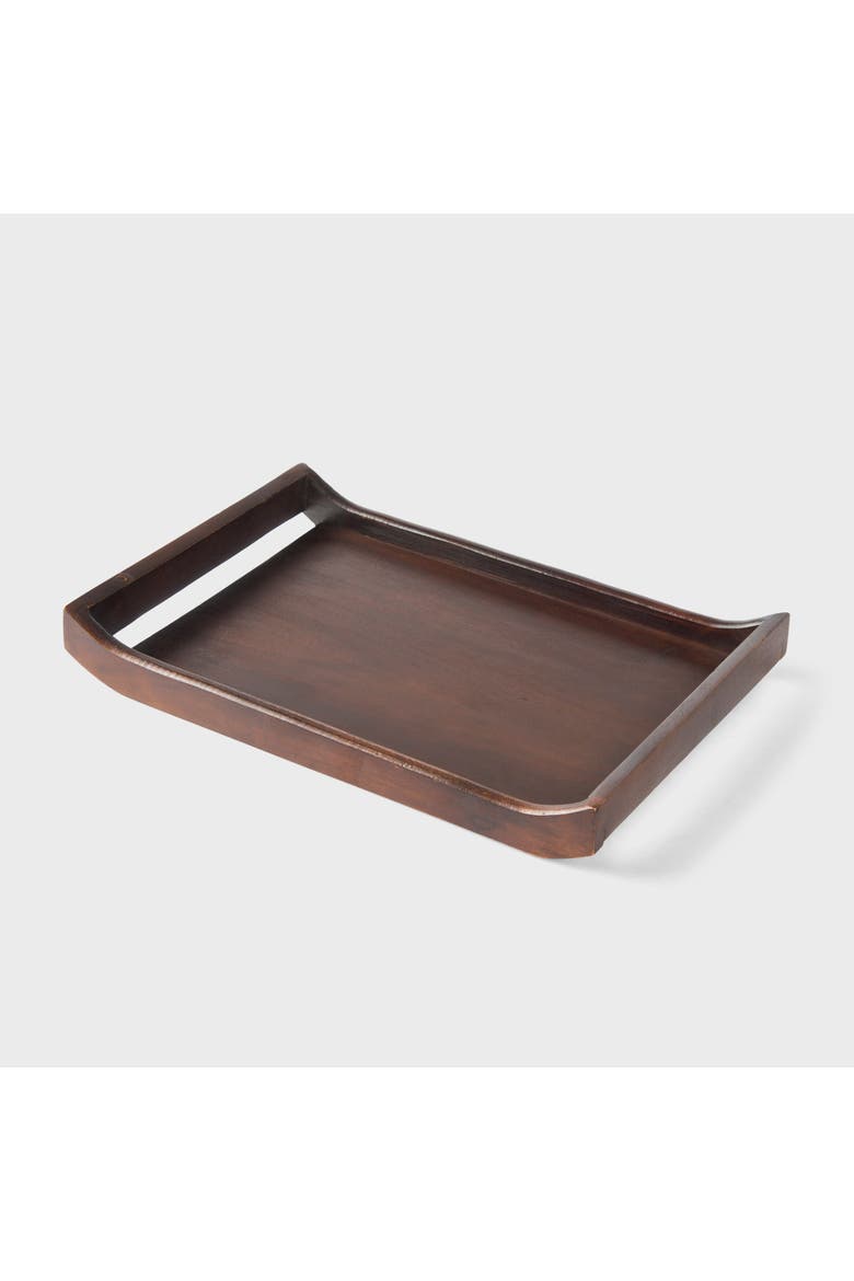 Acacia Wood Serving Tray Set of 2, Alternate, color, Walnut