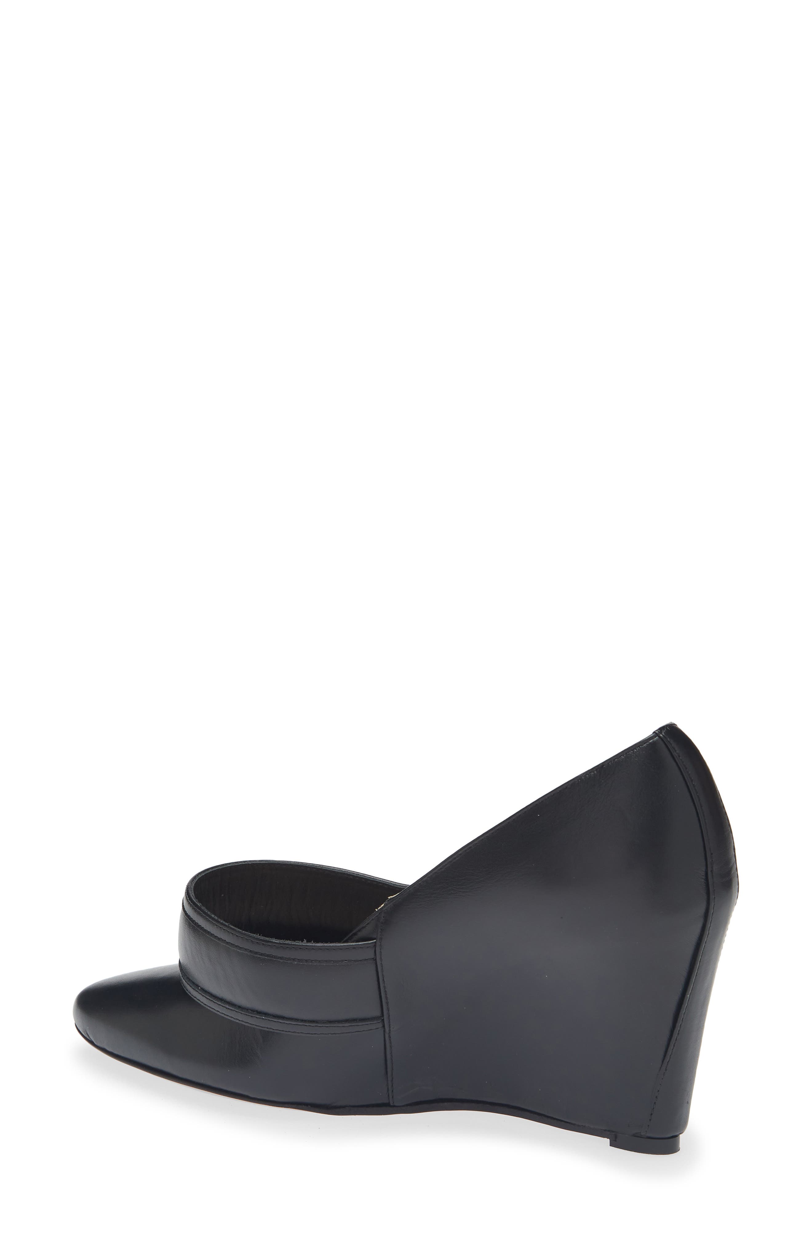 Leather Wedge Pump, Alternate, color, BLACK