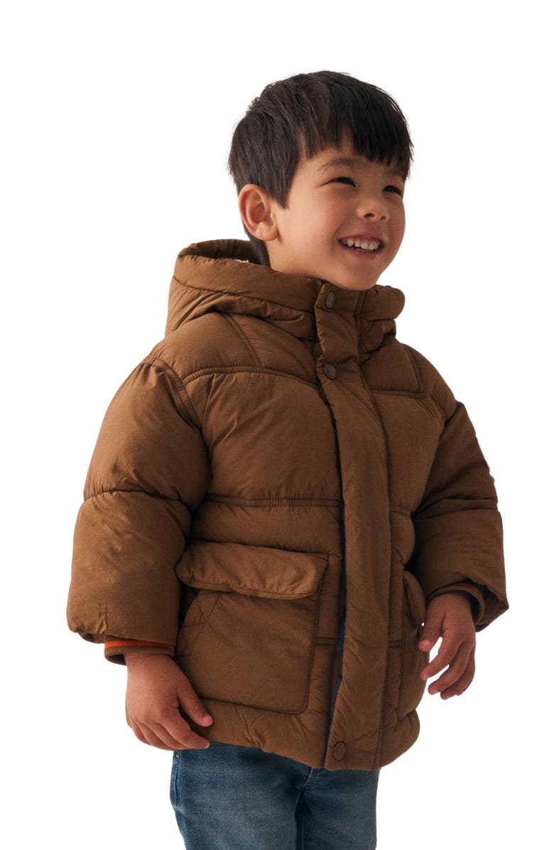 NEXT Kids' Quilted Hooded Jacket, Alternate, color, Brown