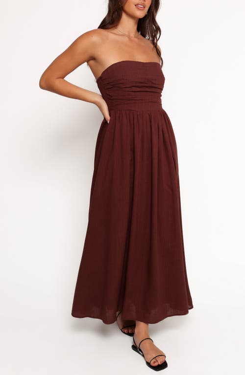 Petal And Pup Petal & Pup Kayt Strapless Linen Blend Maxi Sundress In Brown