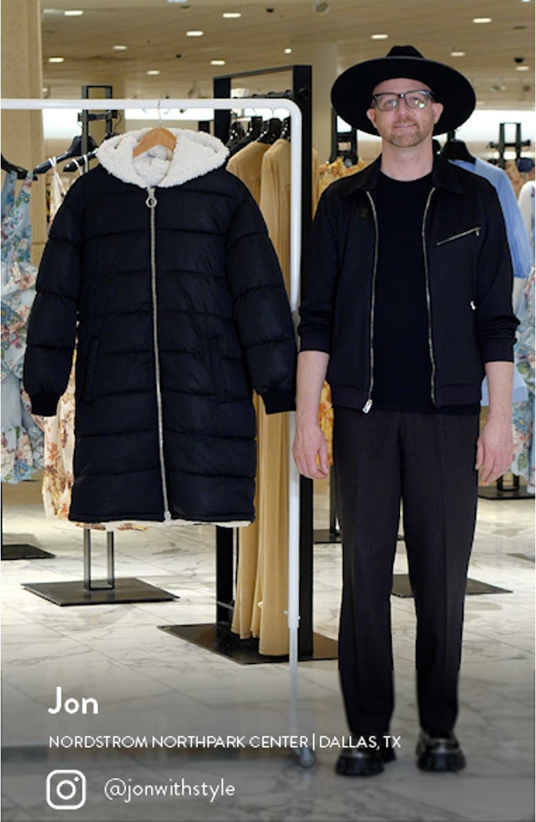 Thermal Puff<sup>™</sup> Faux Shearling Lined Hooded Puffer Coat, sales video thumbnail
