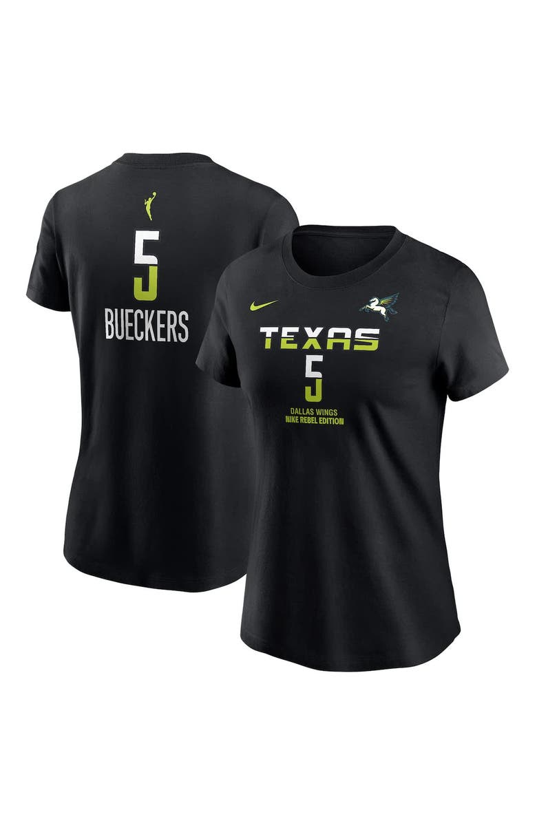 Nike Women
s Nike Paige Bueckers Black Dallas Wings 2025 WNBA Draft Rebel Edition Name 
Number T-Shirt, Main, color, Black