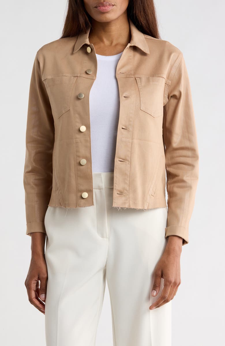 L'AGENCE Janelle Slim Fit Raw Hem Jacket, Main, color, Cappuccino