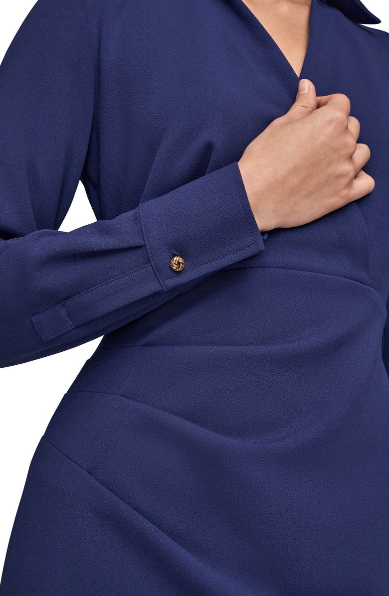 Donna Karan New York Collar Long Sleeve Midi Dress, Alternate, color, Deep Sea