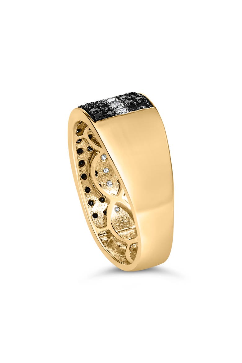 Men's 10K Yellow Gold 1.00 ctw White and Black Diamond Cluster Ring, Alternate, color, Yellow Gold