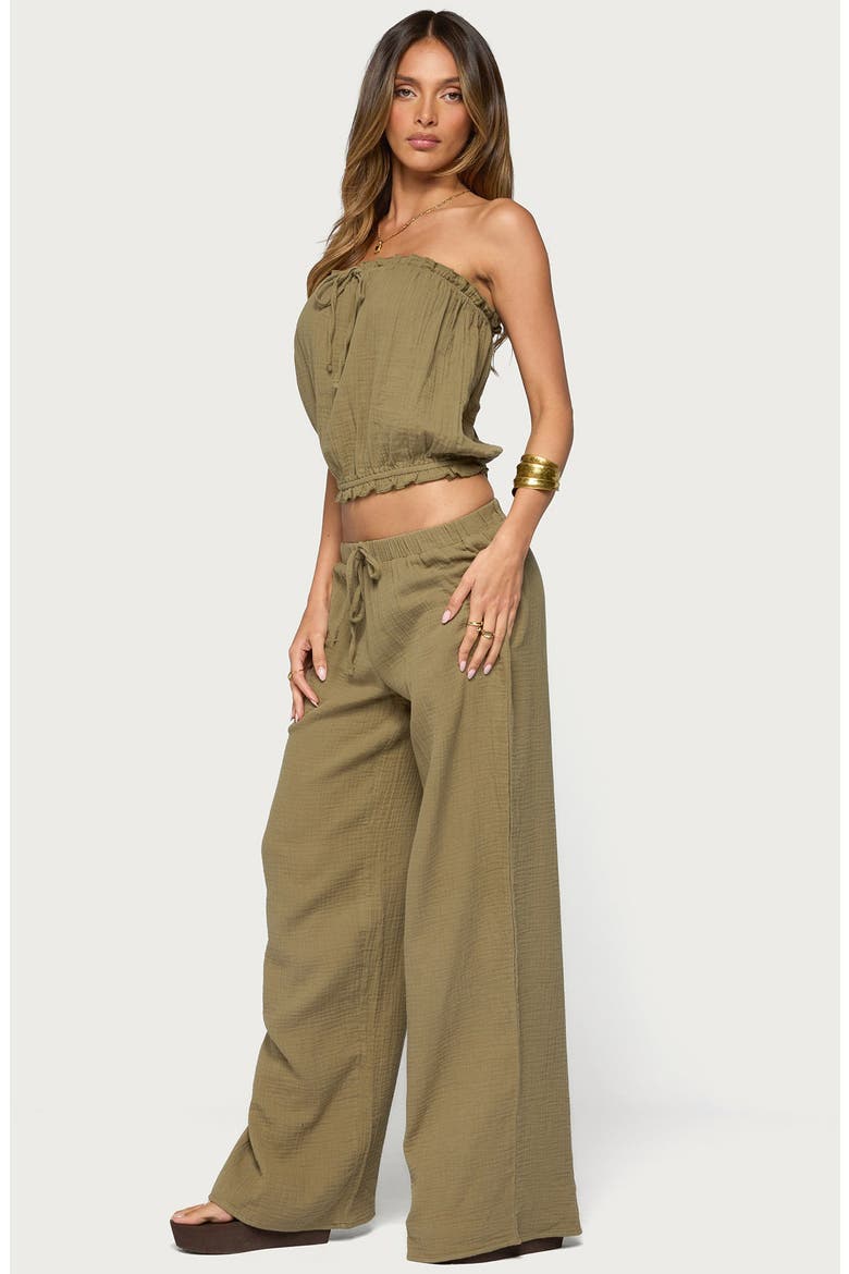 Viktoria Strapless Gauze Bubble Top, Alternate, color, OLIVE