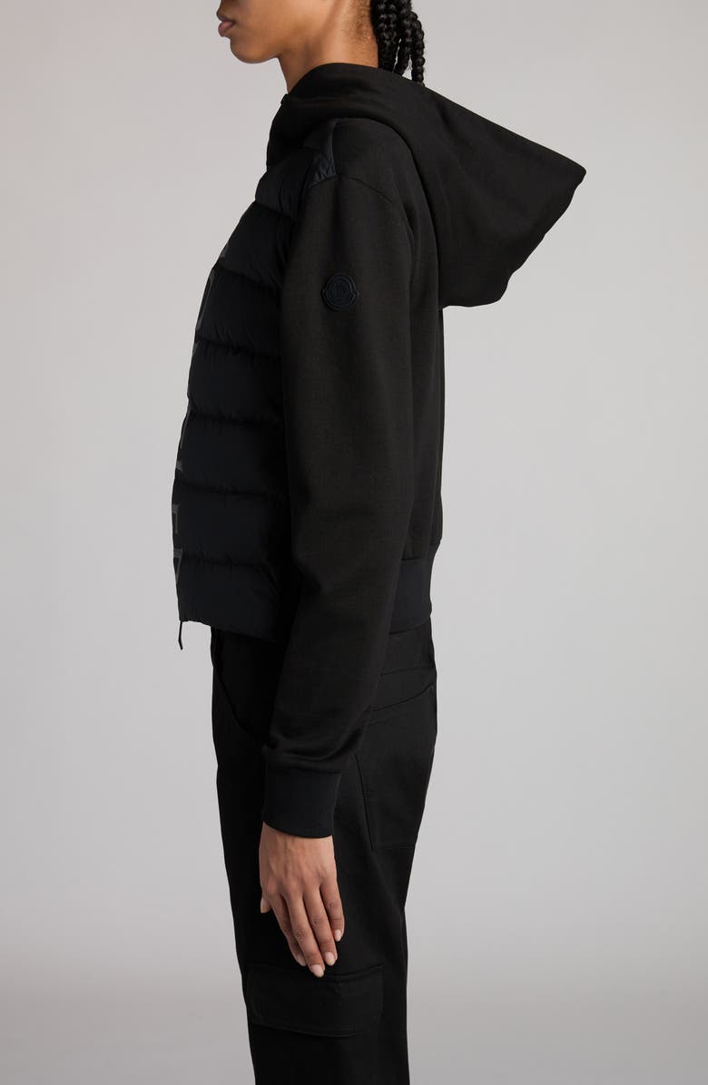 Moncler Quilted Down & Cotton Knit Hooded Cardigan, Alternate, color,