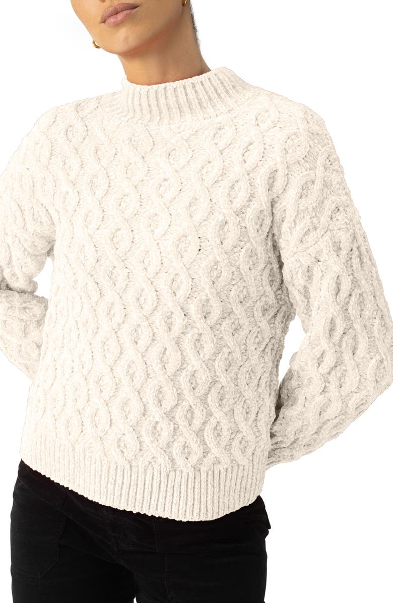 Sanctuary Cable Stitch Chenille Sweater, Alternate, color, 