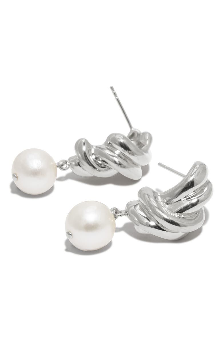 COMPLETEDWORKS Freshwater Pearl Drop Earrings, Alternate, color, Silver Plated