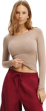 COTTON ON BODY Women's Active Sheer Boat Neck Longsleeve