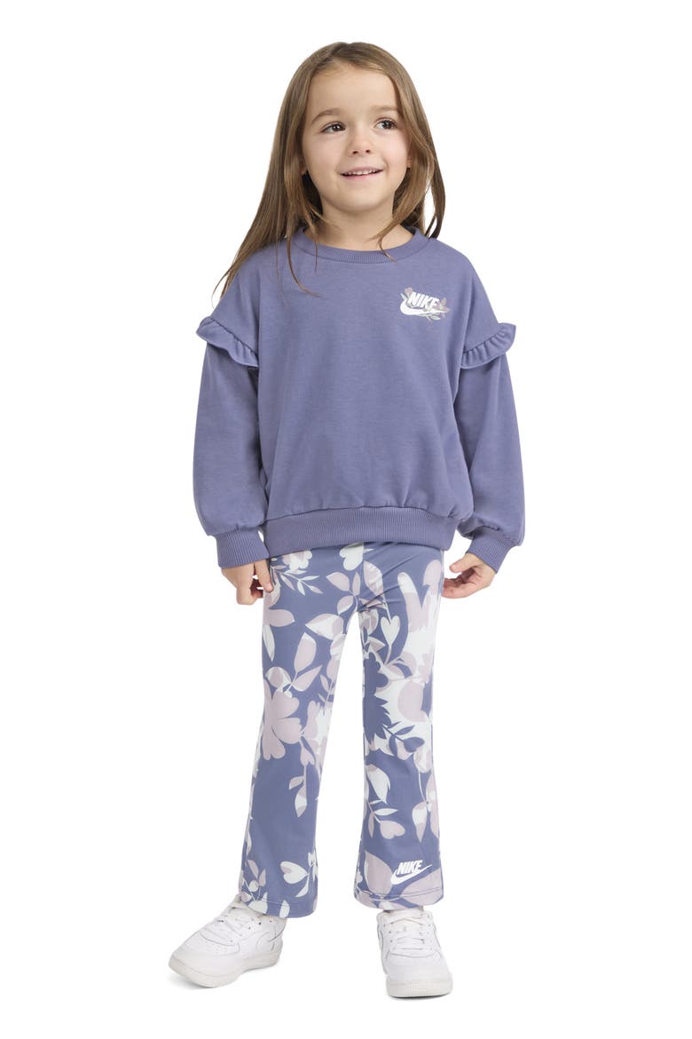 Kids' Swoosh on Pointe Sweatshirt & Leggings Set, Alternate, color, WORLD INDIGO