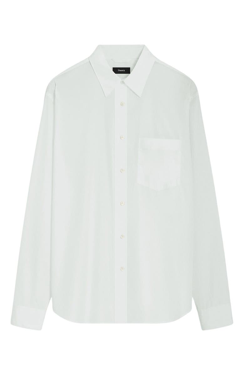 Theory Weekend Solid Cotton Button-Up Shirt, Alternate, color, White